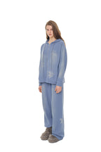 ZODIAC HOTFIX WAFFLE ZIP-UP HOODIE (WASHED BLUE)