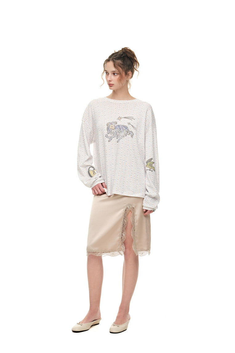 WALLPAPER POINTELLE LONG SLEEVE T-SHIRT (WHITE)