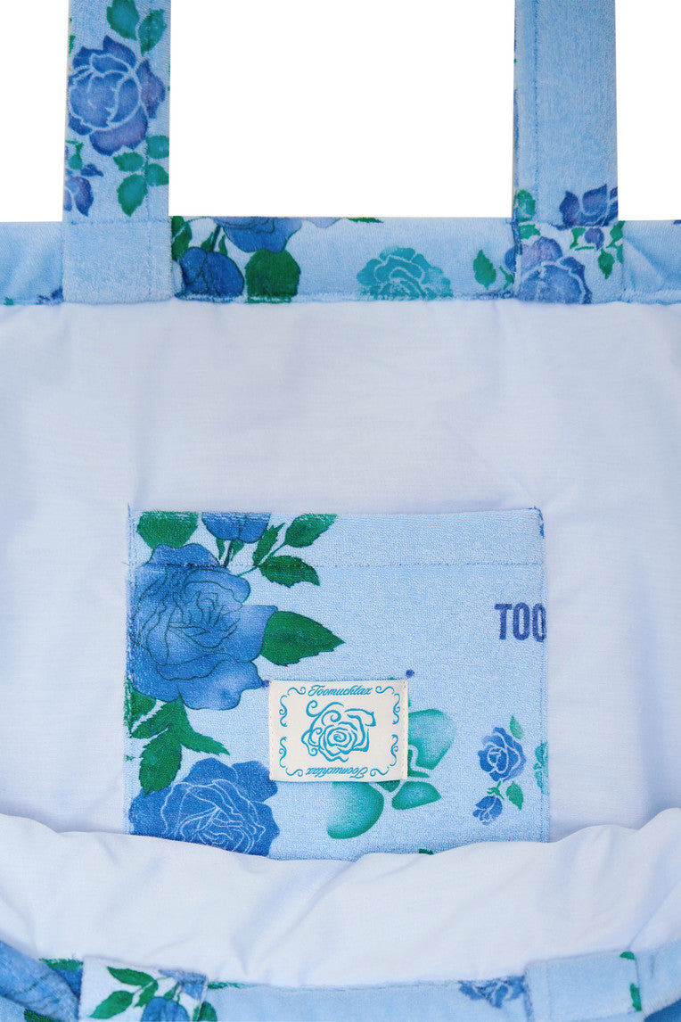 ROSE STENCIL TERRY BAG (BLUE)