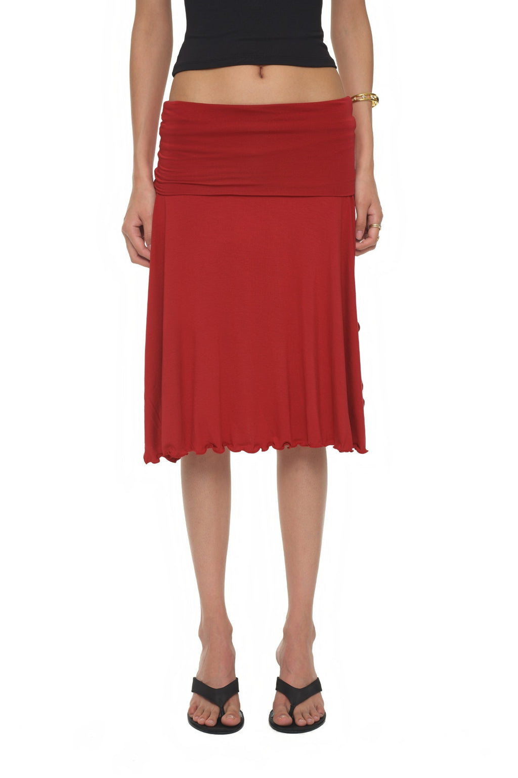 SLIT MIDI SKIRT PANTS (RED)