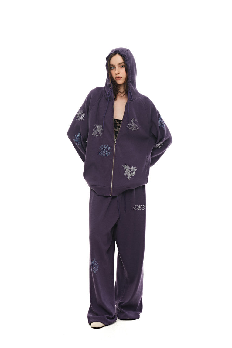 ZODIAC 02 HOTFIX WAFFLE ZIP-UP HOODIE (PURPLE) - 7