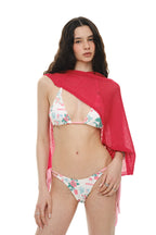 SHEER LINEN KNIT SHAWL (RED)