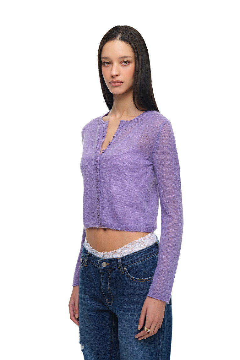MOHAIR SLIM-FIT CARDIGAN (LAVENDER)