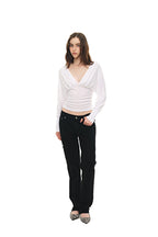 DEEP V-NECK SHIRRING TOP (WHITE)