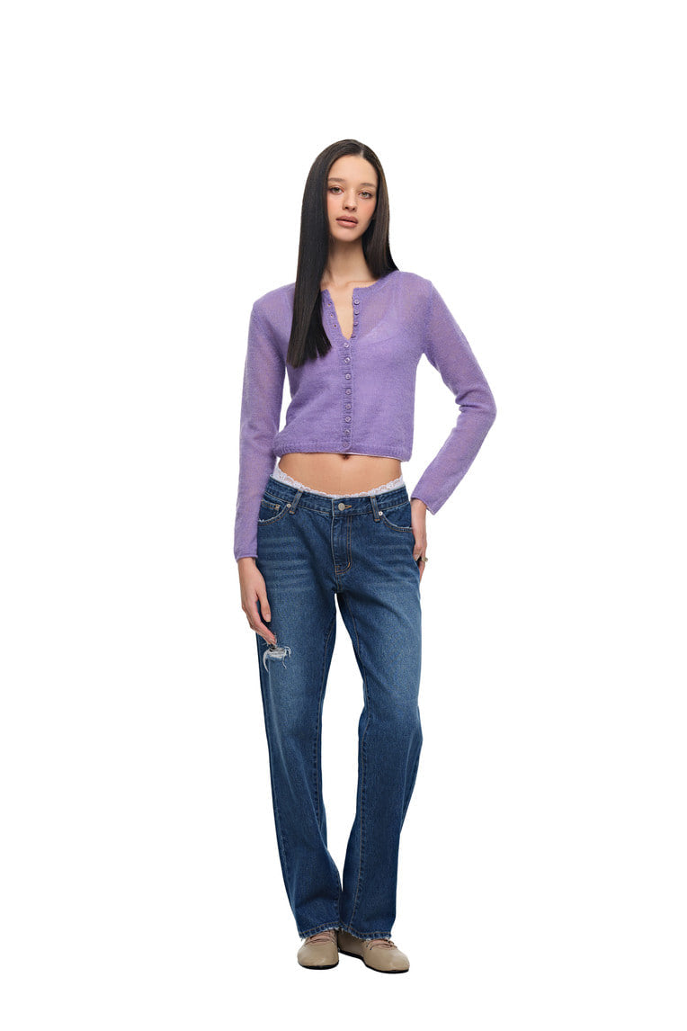 MOHAIR SLIM-FIT CARDIGAN (LAVENDER)