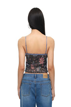 [Ships June 5] METALLIC FLORAL 03 LACE CAMI TOP (NAVY)
