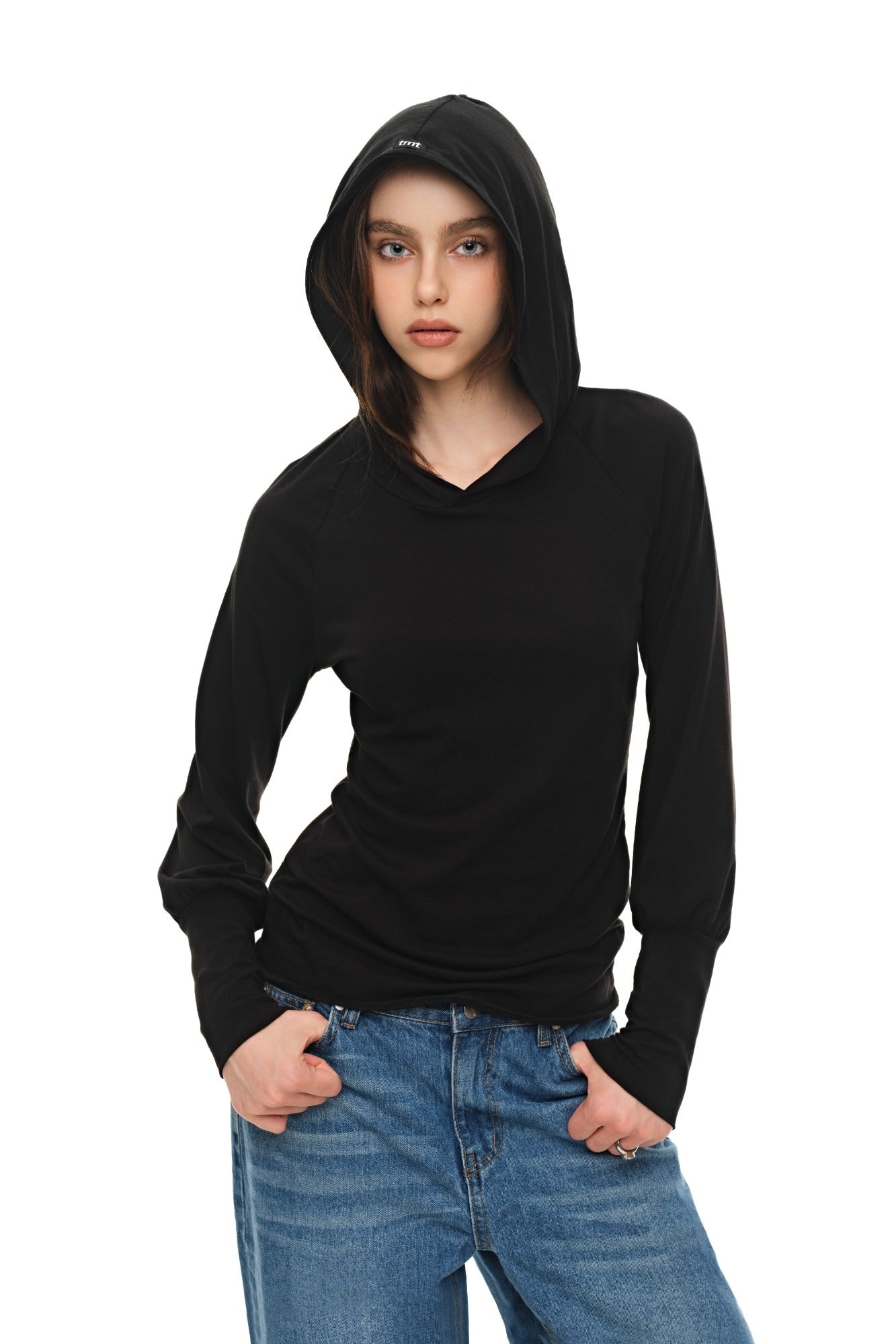 SHEER SLIM-FIT HOODIE (BLACK)