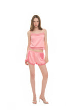 ASYMMETRIC LACE TRIM SLIP SHORTS (PINK)