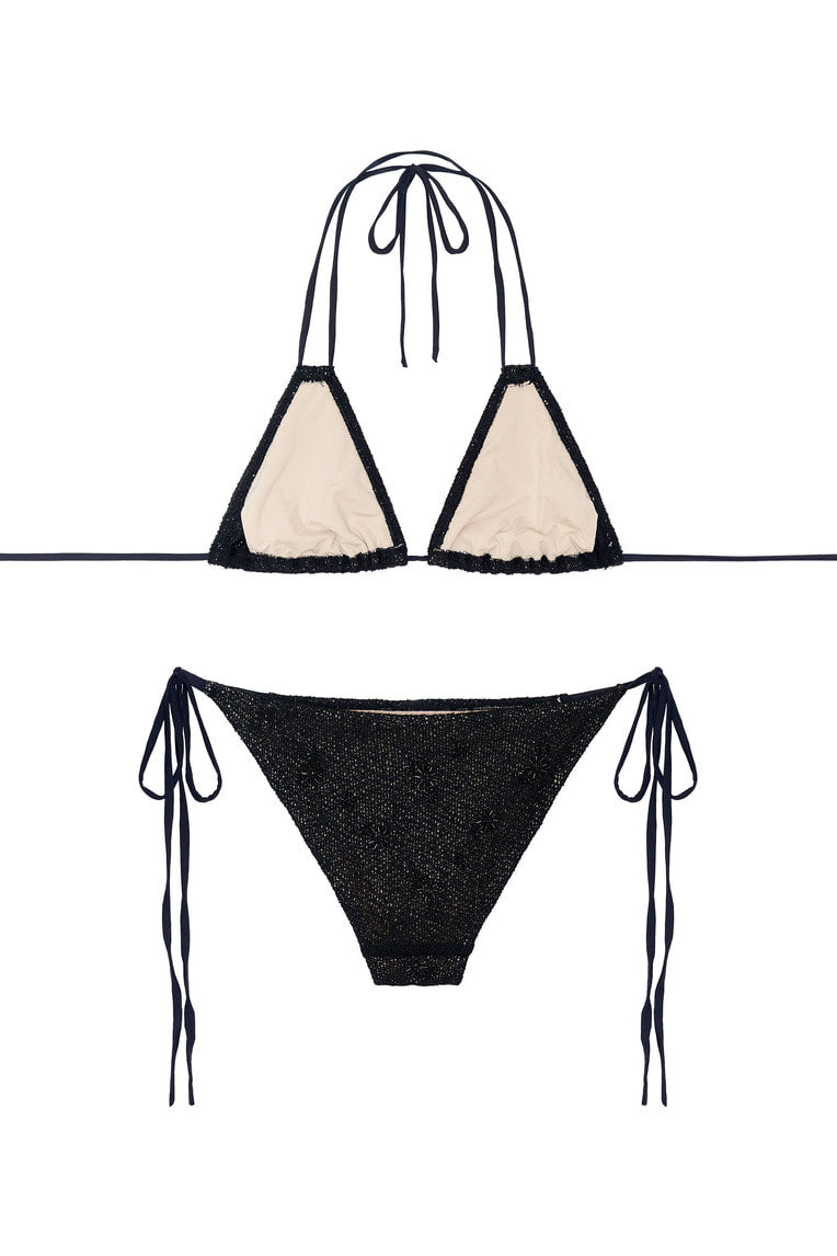 FLORAL BEADS BIKINI (BLACK)
