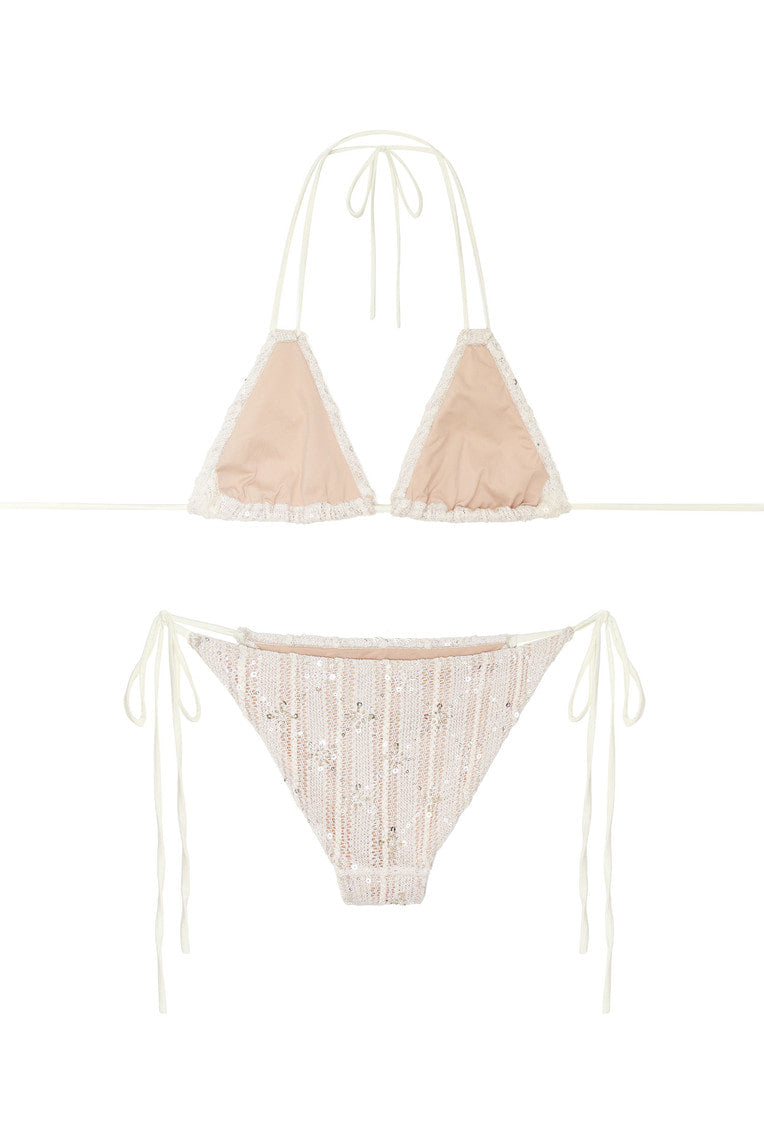 FLORAL BEADS BIKINI (CREAM)