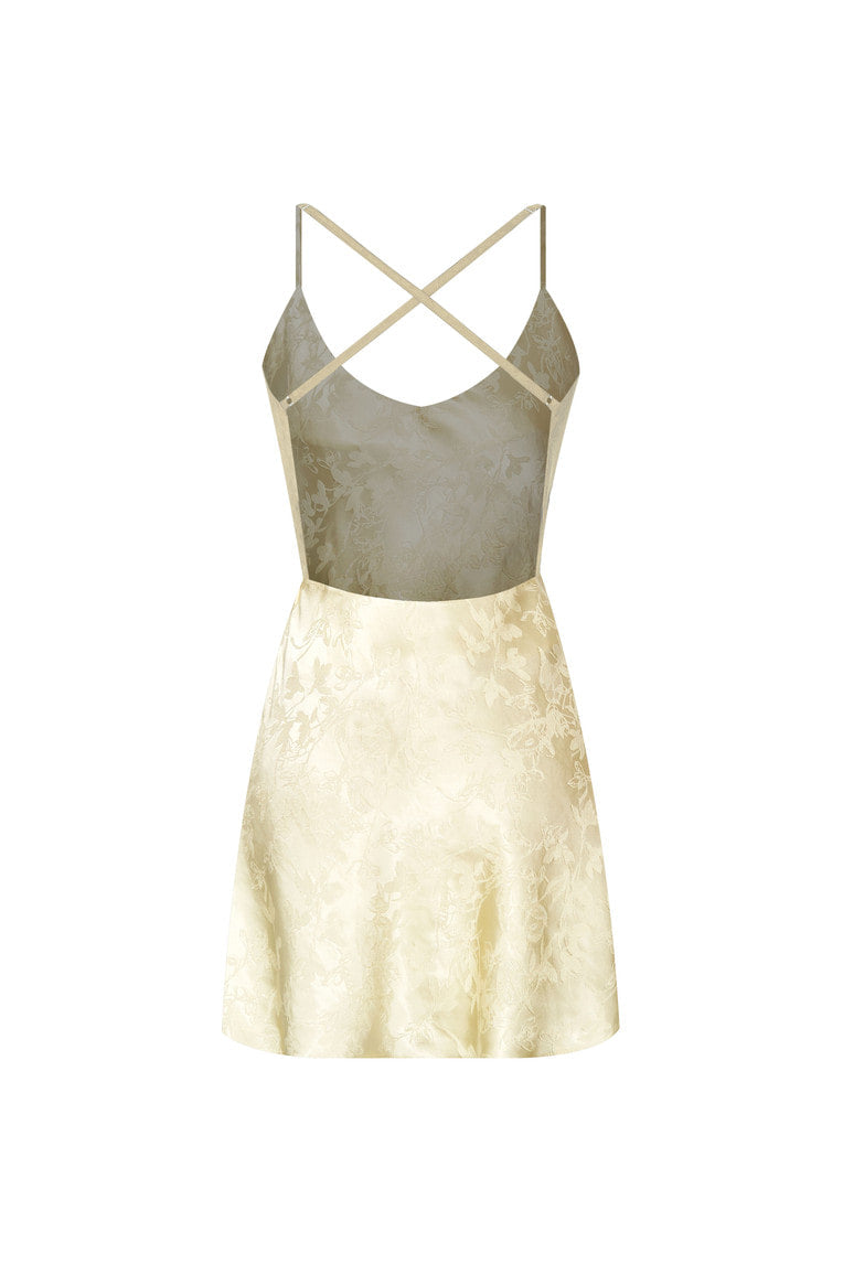 OPEN BACK MINI SLIP DRESS (LIME)