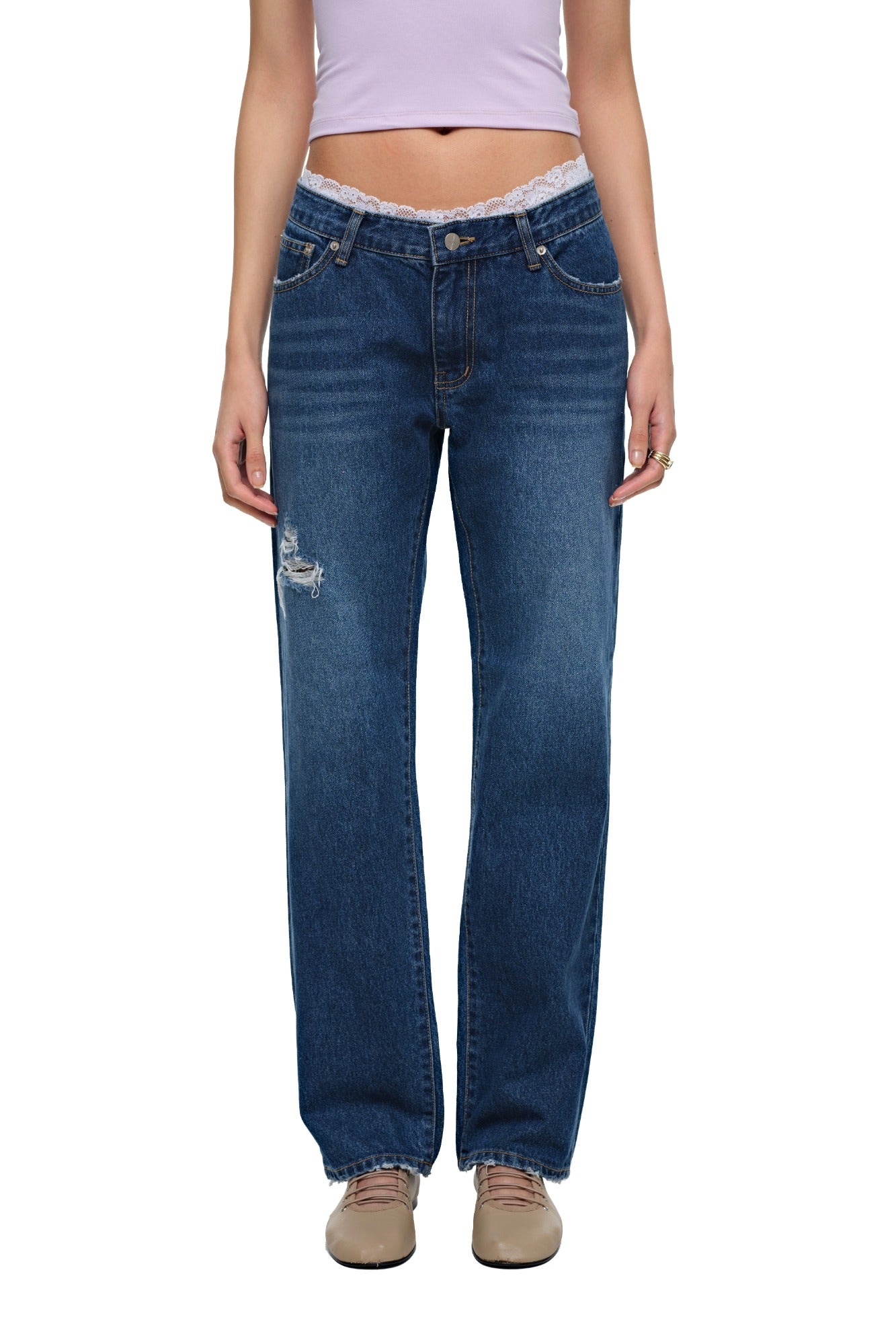 SLIM STRAIGHT-FIT JEANS (BLUE)