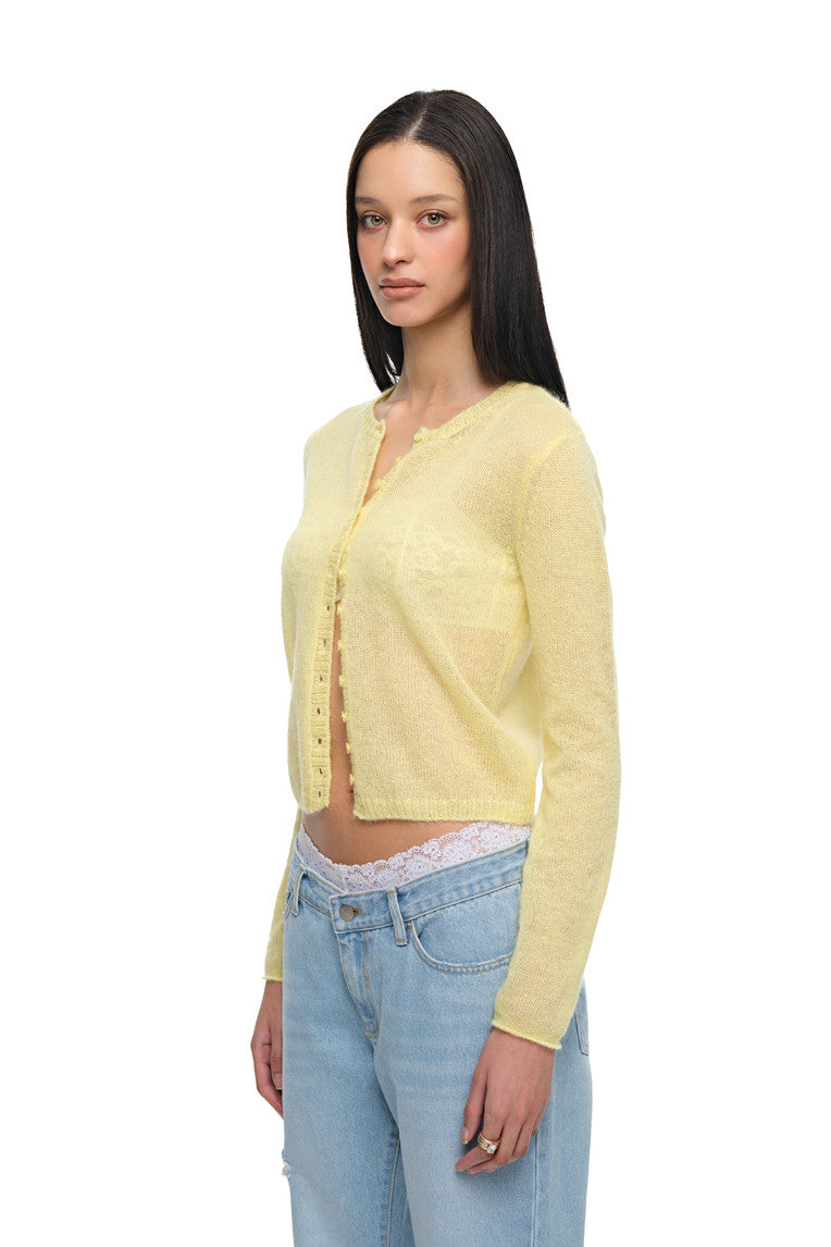 MOHAIR SLIM-FIT CARDIGAN (LEMON)