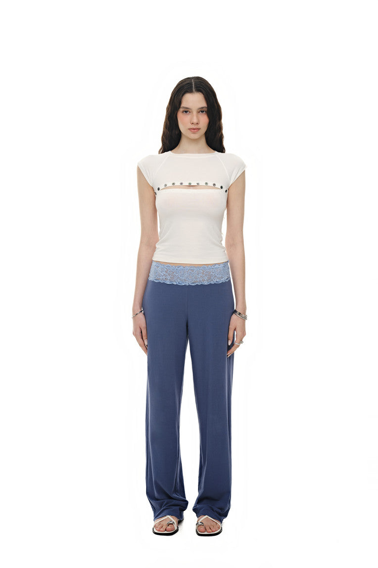 LACE POINT LOOSE-FIT PANTS (BLUE)