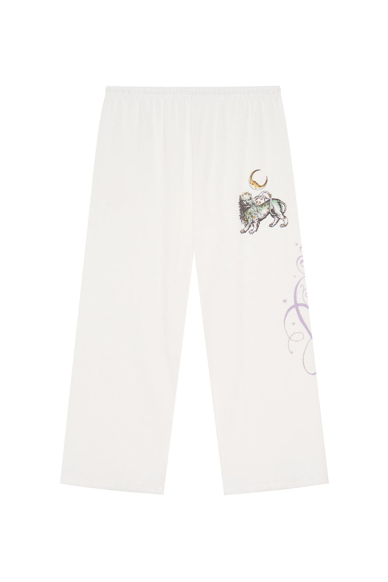 TWIN ZODIAC WAFFLE PANTS (WHITE)