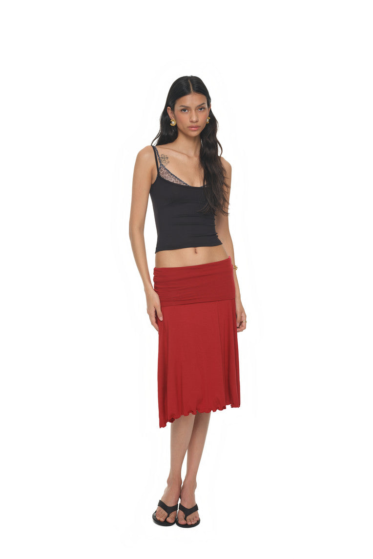 SLIT MIDI SKIRT PANTS (RED)
