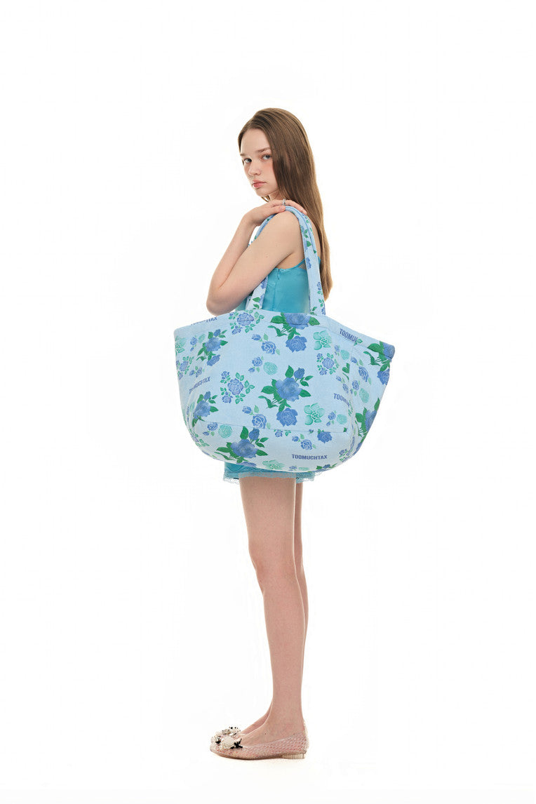 ROSE STENCIL TERRY BAG (BLUE)