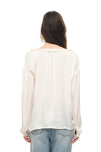 FRILL TRIM TIE BLOUSE (IVORY)