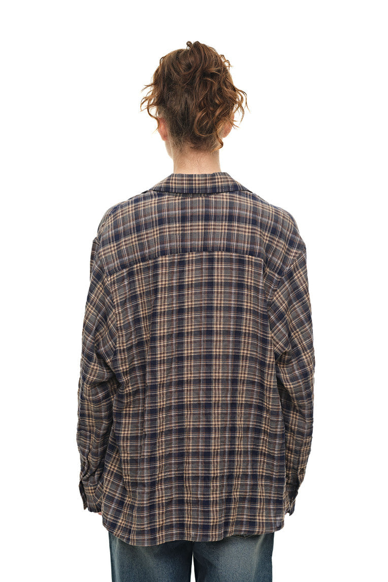 PLAID OVERSIZED SHIRT (NAVY)
