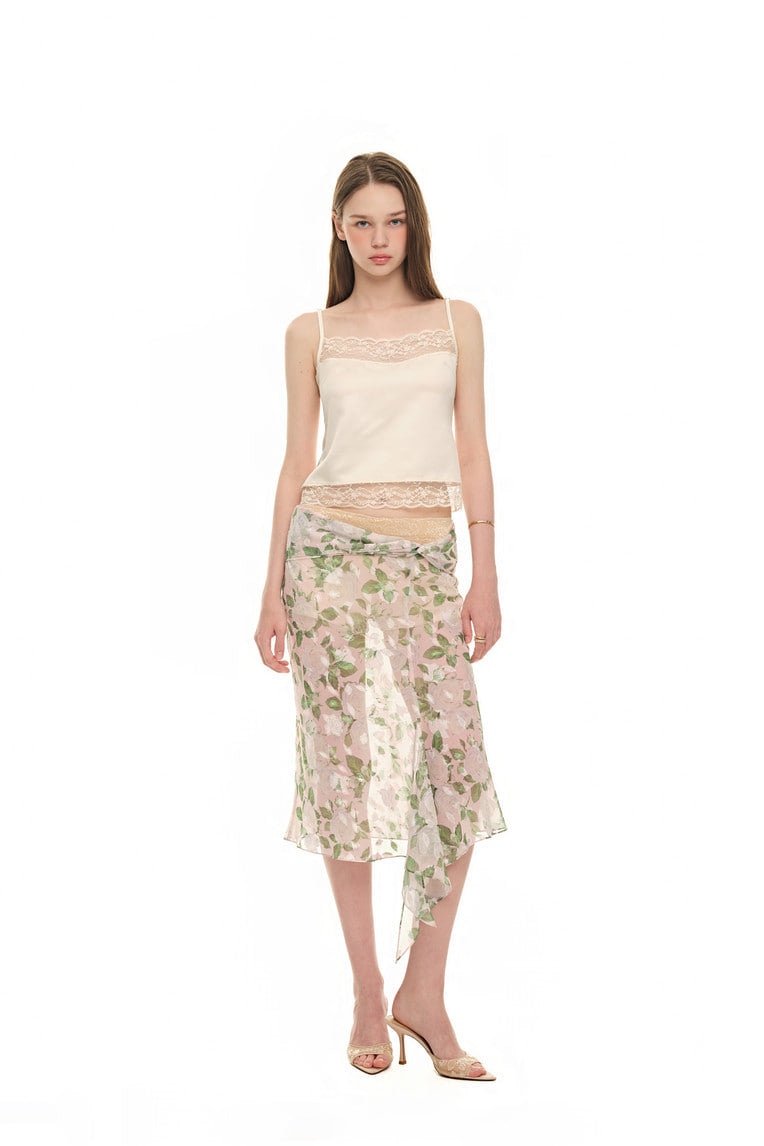 ROSE FLAIR MIDI SKIRT (WHITE)