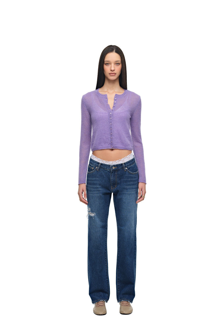 MOHAIR SLIM-FIT CARDIGAN (LAVENDER)