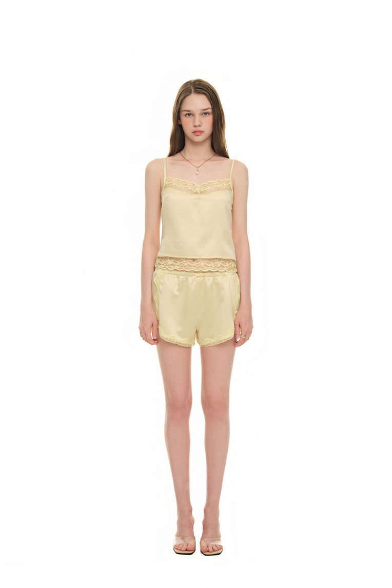 LACE TRIM SLIP SHORTS (YELLOW)