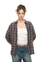 PLAID OVERSIZED SHIRT (NAVY)