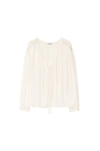 FRILL TRIM TIE BLOUSE (IVORY)