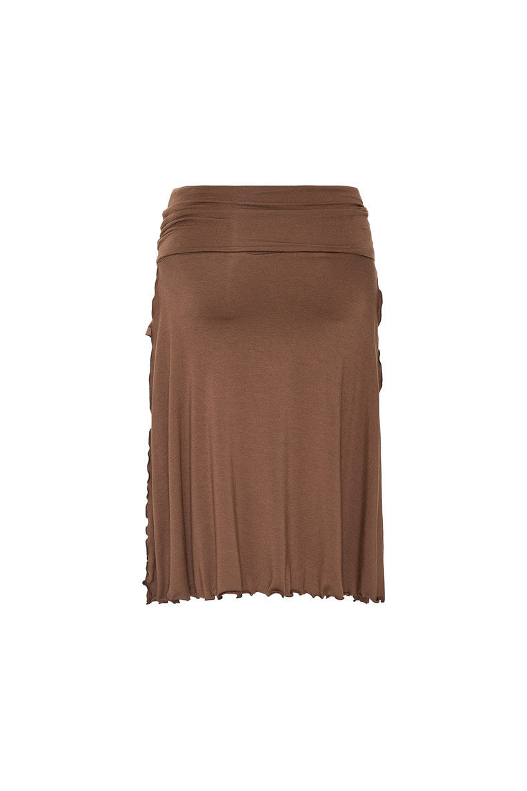 SLIT MIDI SKIRT PANTS (BROWN)