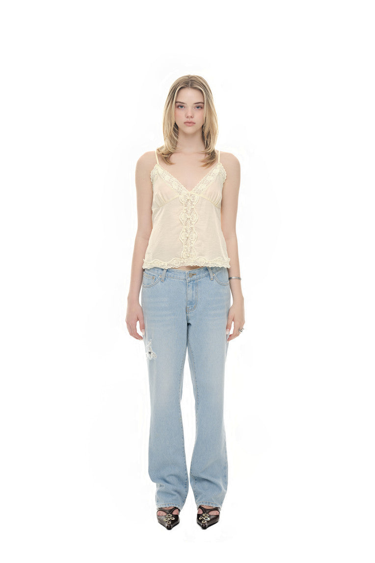 LACE SLIP SLEEVELESS TOP (YELLOW)
