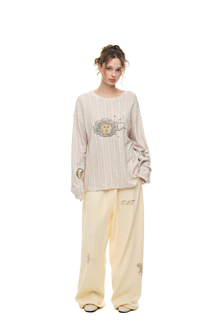 WALLPAPER POINTELLE LONG SLEEVE T-SHIRT (MELANGE GRAY)