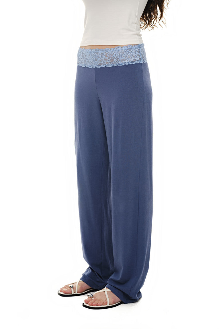 LACE POINT LOOSE-FIT PANTS (BLUE)
