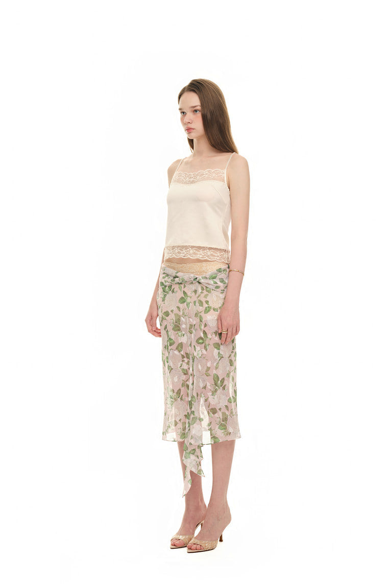 ROSE FLAIR MIDI SKIRT (WHITE)