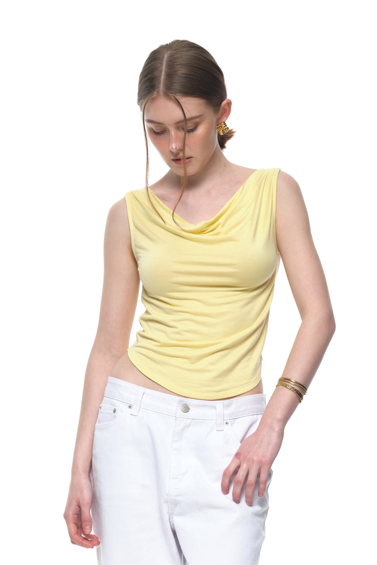 ASYMMETRIC ONE SHOULDER SLEEVELESS TOP (LEMON)
