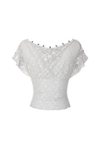 LACE BUTTON TOP (LIGHT GREY)