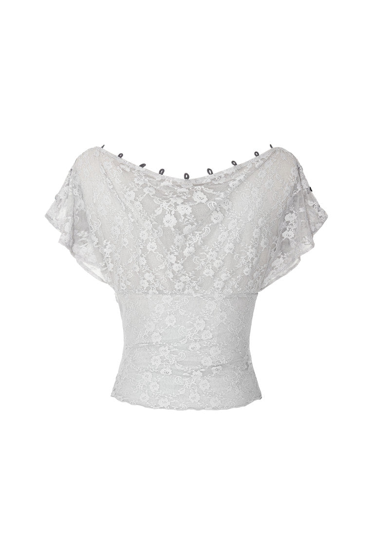 LACE BUTTON TOP (LIGHT GREY)