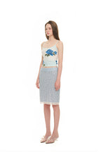 LACE POINT SPARKLE MIDI SKIRT (LIGHT BLUE)