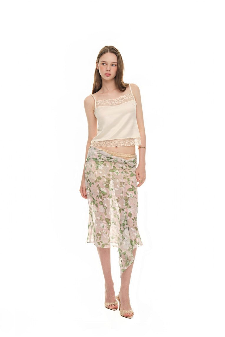 ROSE FLAIR MIDI SKIRT (WHITE)