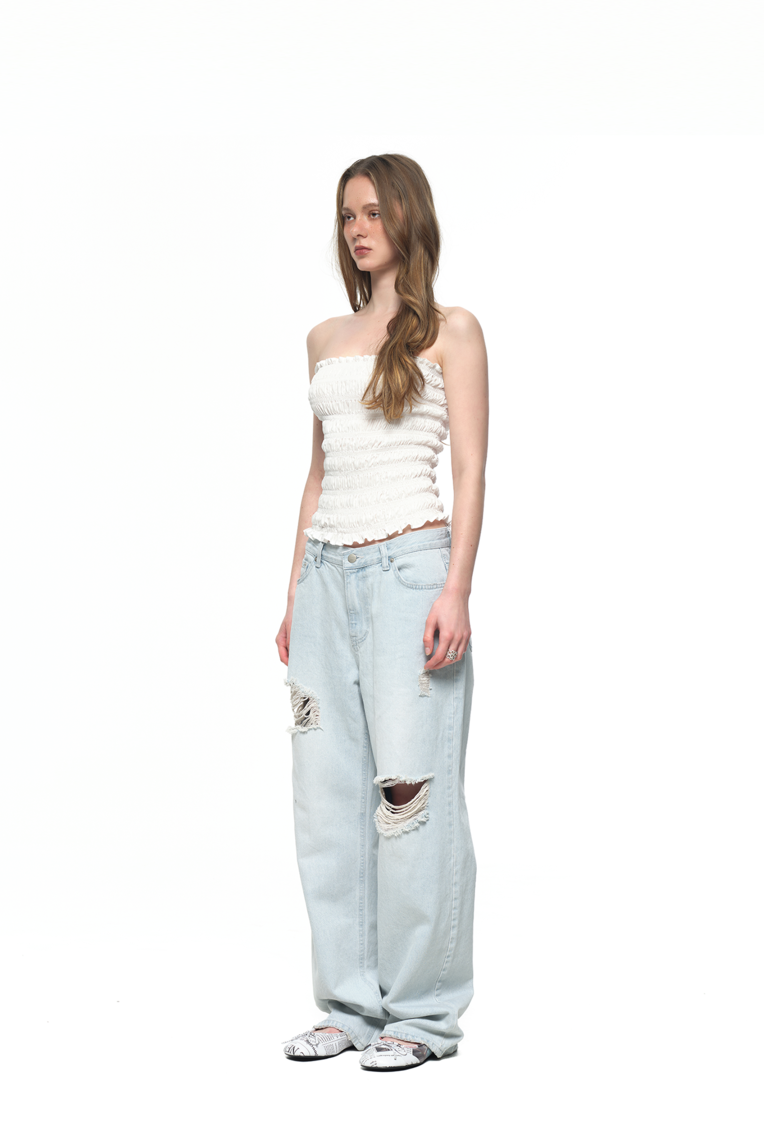SMOCKED TUBE TOP (WHITE)
