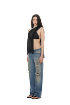 SHEER LINEN KNIT SHAWL (BLACK)