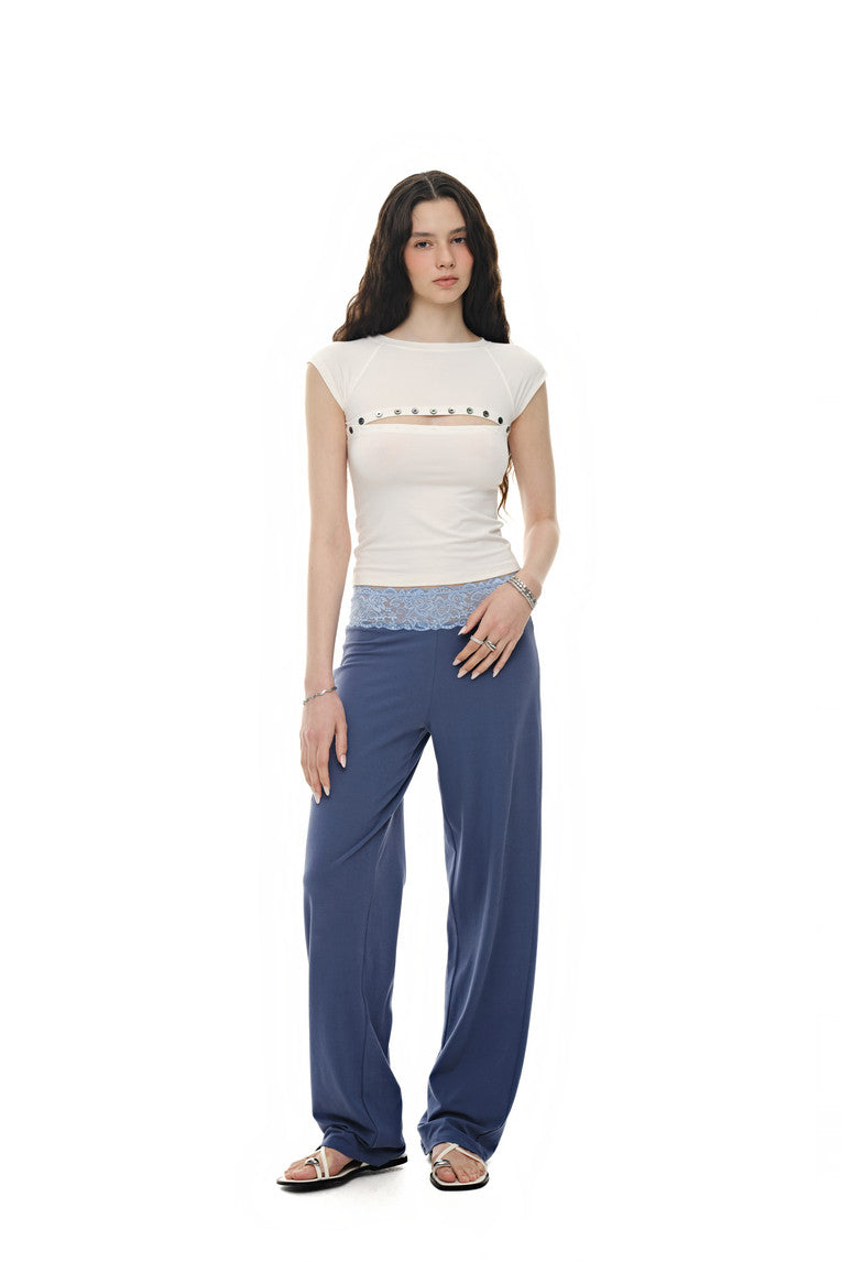 LACE POINT LOOSE-FIT PANTS (BLUE)