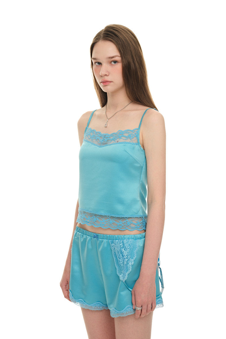 LACE TRIM SLIP CAMISOLE (BLUE)
