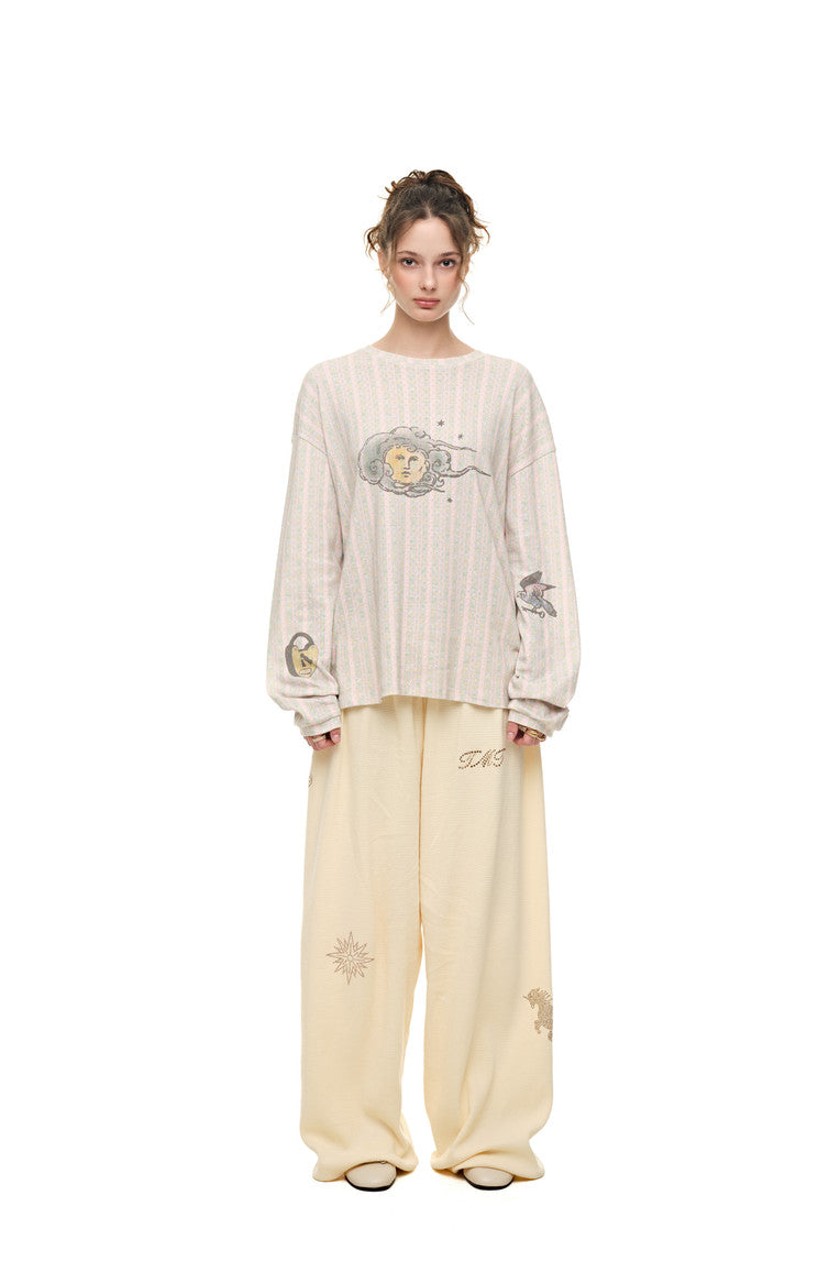 WALLPAPER POINTELLE LONG SLEEVE T-SHIRT (MELANGE GRAY)