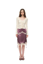 LACE TRIM GARTER MIDI SKIRT (PURPLE)