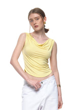 ASYMMETRIC ONE SHOULDER SLEEVELESS TOP (LEMON)