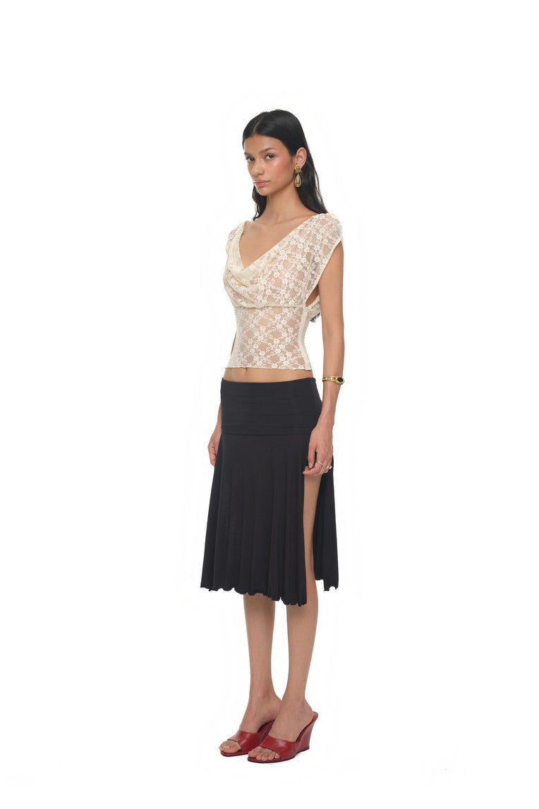 [Ships June 12] LACE BUTTON TOP (IVORY)