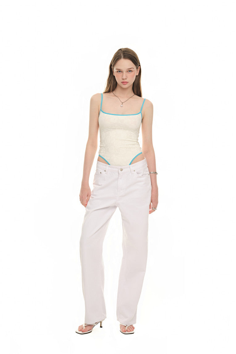 DEEP ROUND NECK LACE BODYSUIT (IVORY)