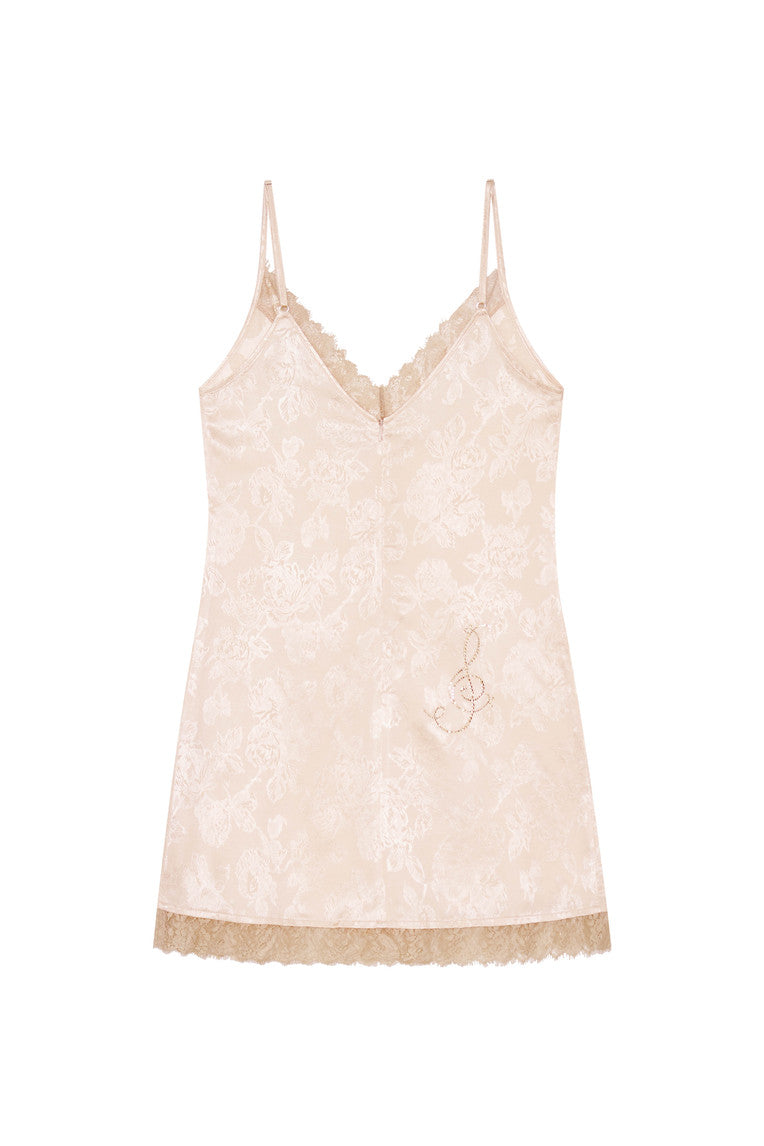 FLORAL HOTFIX MINI SLIP DRESS (LIGHT PINK)