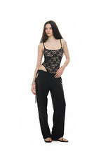 DEEP ROUND NECK LACE BODYSUIT (BLACK)