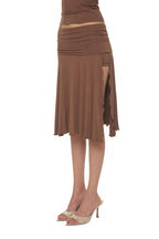 SLIT MIDI SKIRT PANTS (BROWN)